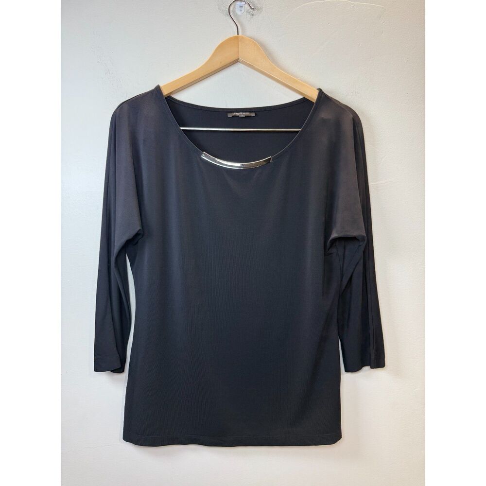 Lafayette 148 Black 3/4 Sleeve Women's Size Medium Office Casual Blouse Top